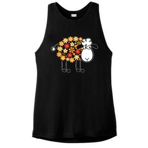 Funny Flower Sheepp Design For Farming Lovers Ladies PosiCharge Tri-Blend Wicking Tank