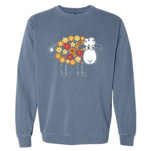 Funny Flower Sheepp Design For Farming Lovers Garment-Dyed Sweatshirt