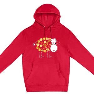 Funny Flower Sheepp Design For Farming Lovers Premium Pullover Hoodie