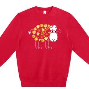 Funny Flower Sheepp Design For Farming Lovers Premium Crewneck Sweatshirt