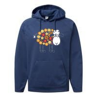 Funny Flower Sheepp Design For Farming Lovers Performance Fleece Hoodie