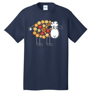 Funny Flower Sheepp Design For Farming Lovers Tall T-Shirt