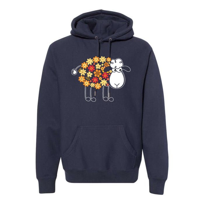 Funny Flower Sheepp Design For Farming Lovers Premium Hoodie