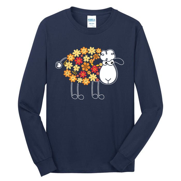 Funny Flower Sheepp Design For Farming Lovers Tall Long Sleeve T-Shirt