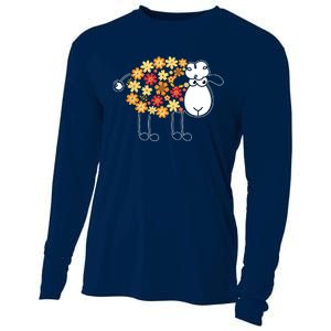 Funny Flower Sheepp Design For Farming Lovers Cooling Performance Long Sleeve Crew