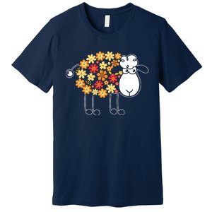 Funny Flower Sheepp Design For Farming Lovers Premium T-Shirt