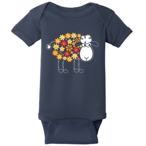 Funny Flower Sheepp Design For Farming Lovers Baby Bodysuit