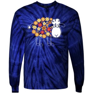 Funny Flower Sheepp Design For Farming Lovers Tie-Dye Long Sleeve Shirt