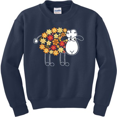 Funny Flower Sheepp Design For Farming Lovers Kids Sweatshirt