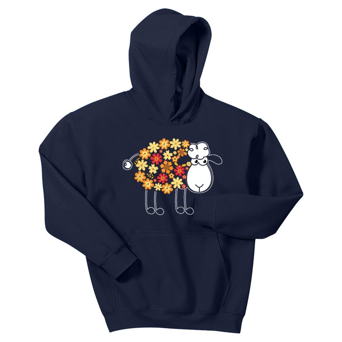 Funny Flower Sheepp Design For Farming Lovers Kids Hoodie