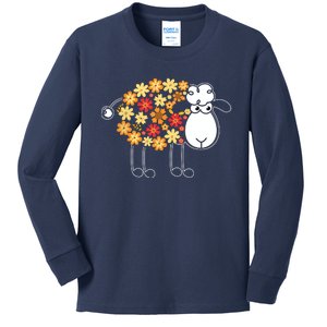 Funny Flower Sheepp Design For Farming Lovers Kids Long Sleeve Shirt