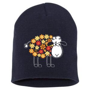 Funny Flower Sheepp Design For Farming Lovers Short Acrylic Beanie