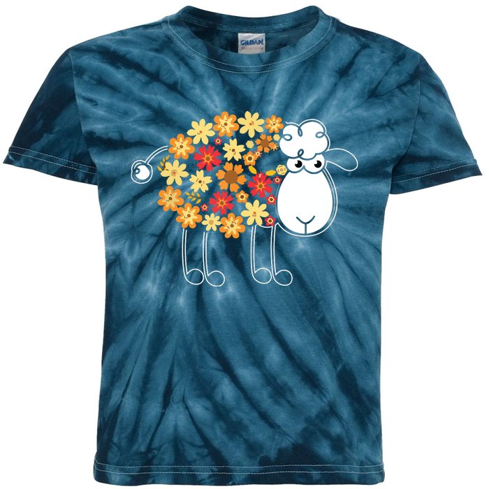 Funny Flower Sheepp Design For Farming Lovers Kids Tie-Dye T-Shirt