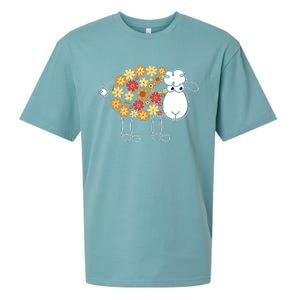 Funny Flower Sheepp Design For Farming Lovers Sueded Cloud Jersey T-Shirt