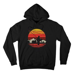 Fly Fishing Sunset Retro Trout Angling Fisherman Angler Gift Hoodie