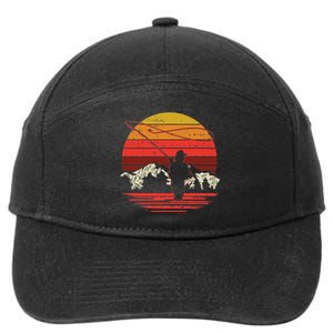 Fly Fishing Sunset Retro Trout Angling Fisherman Angler Gift 7-Panel Snapback Hat