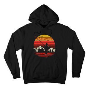 Fly Fishing Sunset Retro Trout Angling Fisherman Angler Gift Tall Hoodie