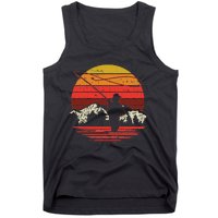 Fly Fishing Sunset Retro Trout Angling Fisherman Angler Gift Tank Top