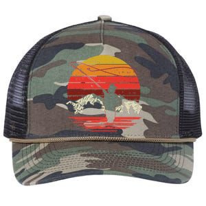 Fly Fishing Sunset Retro Trout Angling Fisherman Angler Gift Retro Rope Trucker Hat Cap