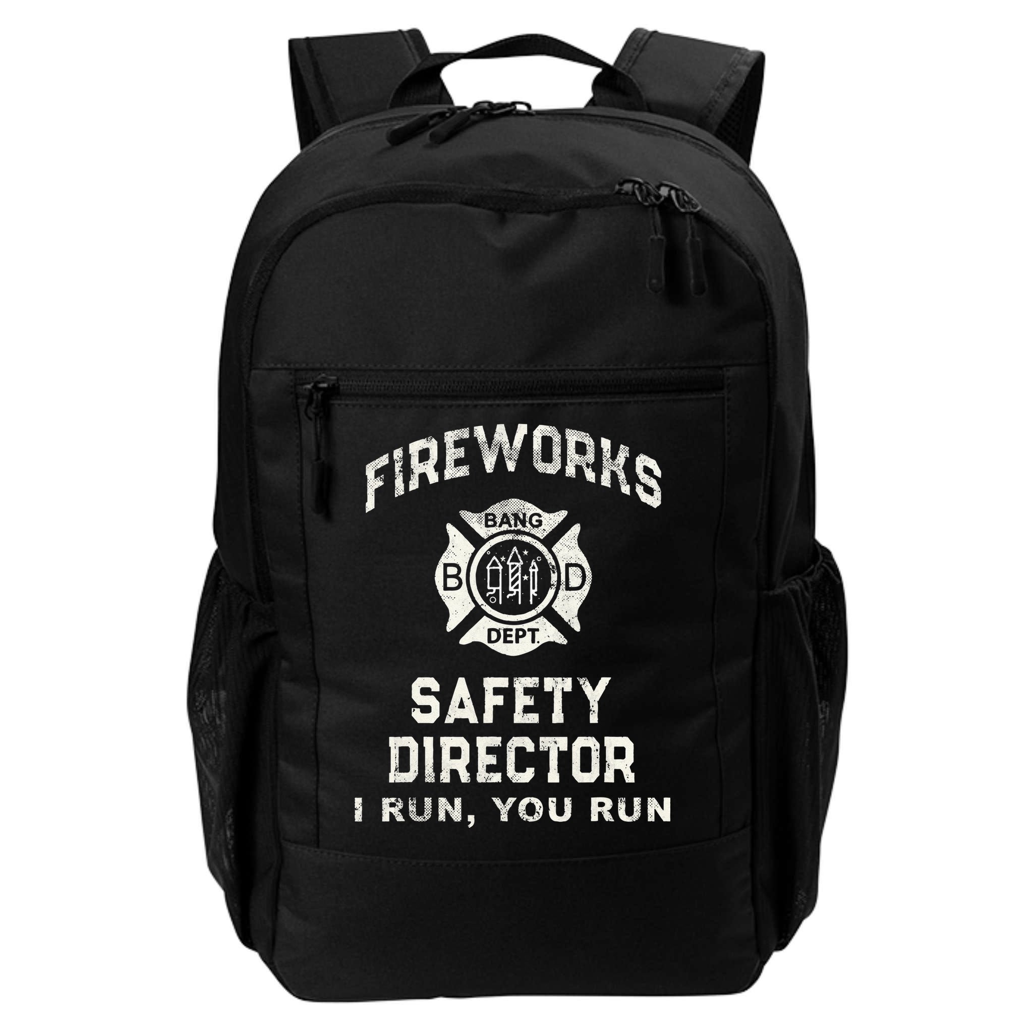 Funny FIREWORKS SAFETY DIRECTOR Firefighter America Red Pyro Backpack