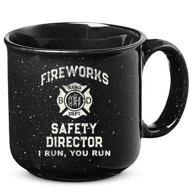 Funny FIREWORKS SAFETY DIRECTOR Firefighter America Red Pyro 15oz Campfire Ceramic Mug