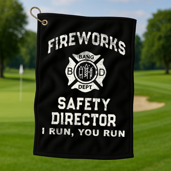 Funny FIREWORKS SAFETY DIRECTOR Firefighter America Red Pyro Golf Towel