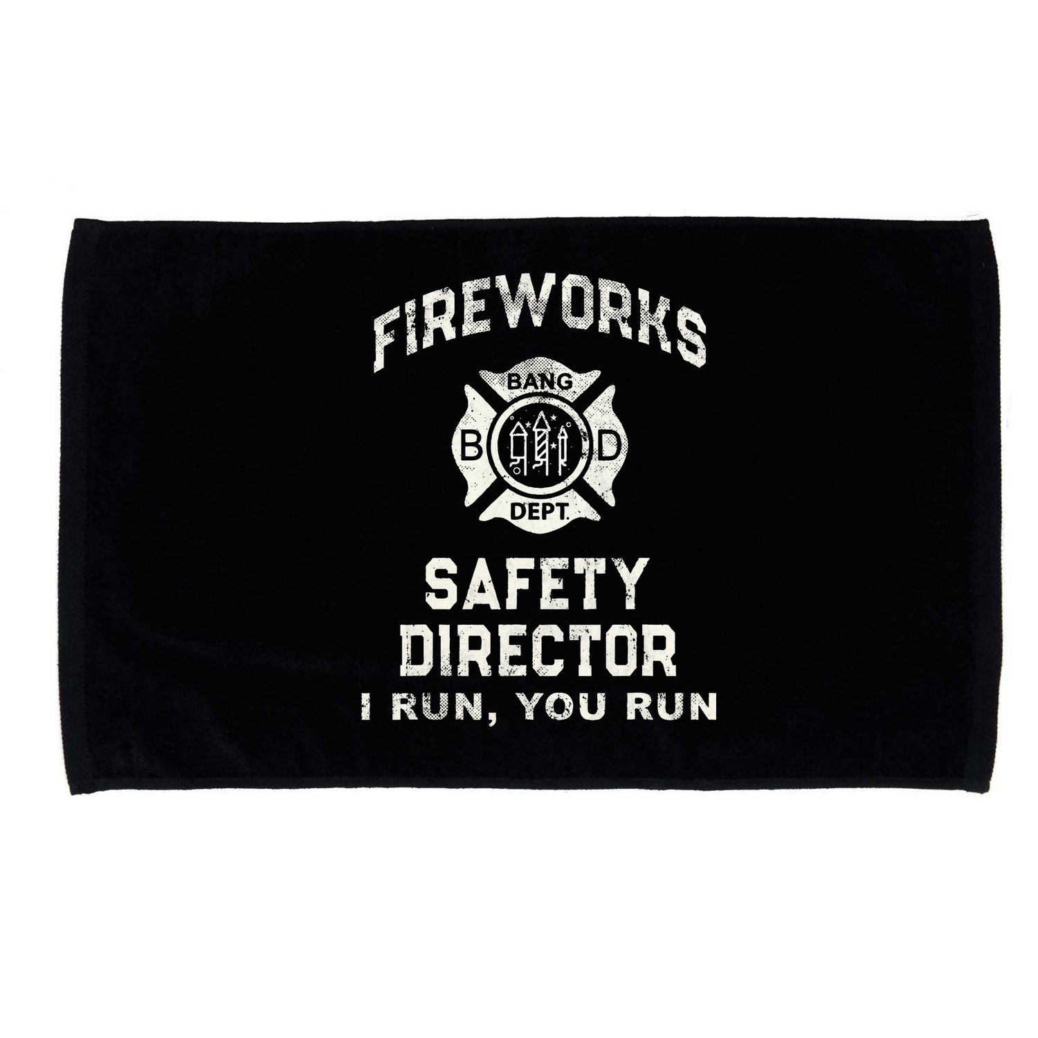 Funny FIREWORKS SAFETY DIRECTOR Firefighter America Red Pyro Microfiber Hand Towel
