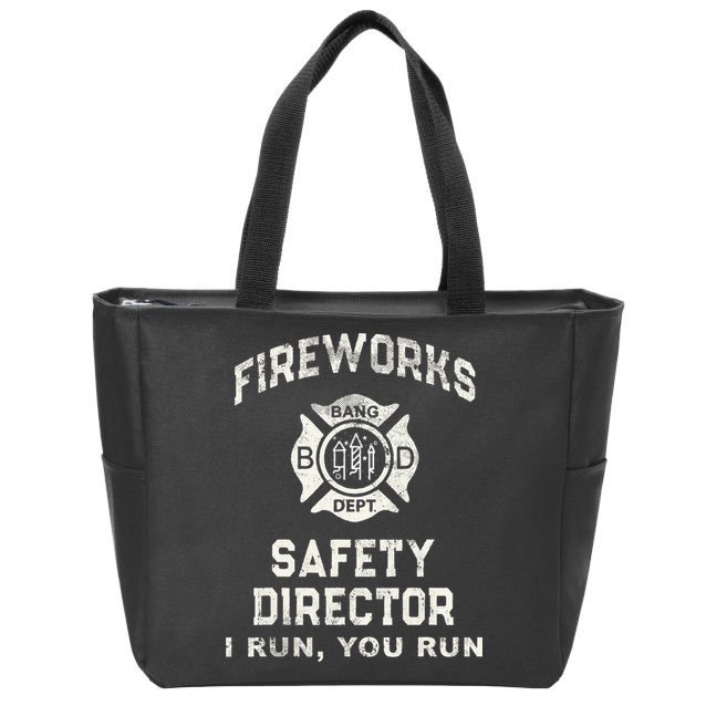 Funny FIREWORKS SAFETY DIRECTOR Firefighter America Red Pyro Zip Tote Bag