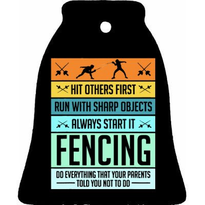 Funny Fencing Sport Pun For Men Women Kids Ceramic Bell Ornament