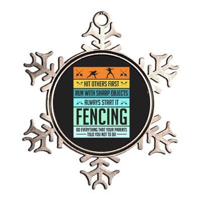 Funny Fencing Sport Pun For Men Women Kids Metallic Star Ornament