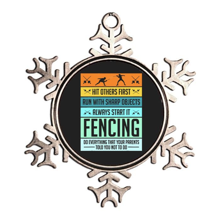 Funny Fencing Sport Pun For Men Women Kids Metallic Star Ornament