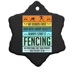 Funny Fencing Sport Pun For Men Women Kids Ceramic Star Ornament