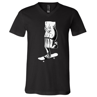 Fingerboard Finger Skateboard Skate Fingerboarding V-Neck T-Shirt