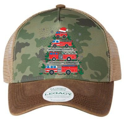 Firefighter Firetruck Santa Christmas Tree Lights Fire Gift Legacy Tie Dye Trucker Hat