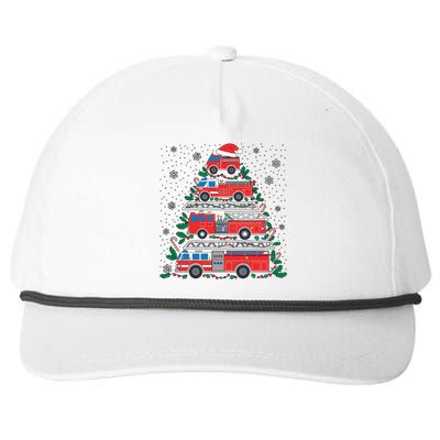 Firefighter Firetruck Santa Christmas Tree Lights Fire Gift Snapback Five-Panel Rope Hat