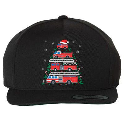 Firefighter Firetruck Santa Christmas Tree Lights Fire Gift Wool Snapback Cap