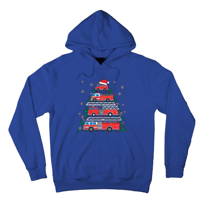 Firefighter Firetruck Santa Christmas Tree Lights Fire Gift Hoodie