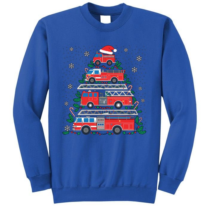 Firefighter Firetruck Santa Christmas Tree Lights Fire Gift Sweatshirt