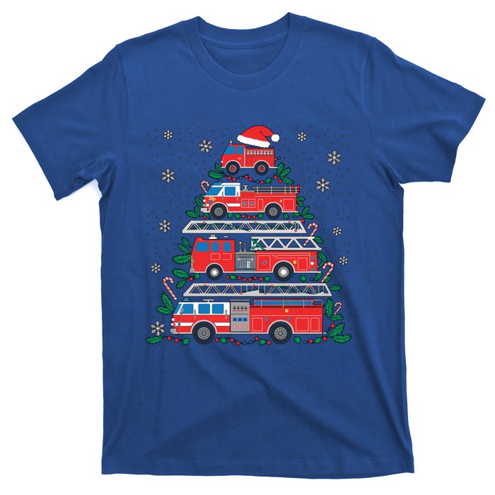 Firefighter Firetruck Santa Christmas Tree Lights Fire Gift T-Shirt