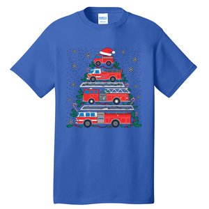 Firefighter Firetruck Santa Christmas Tree Lights Fire Gift Tall T-Shirt