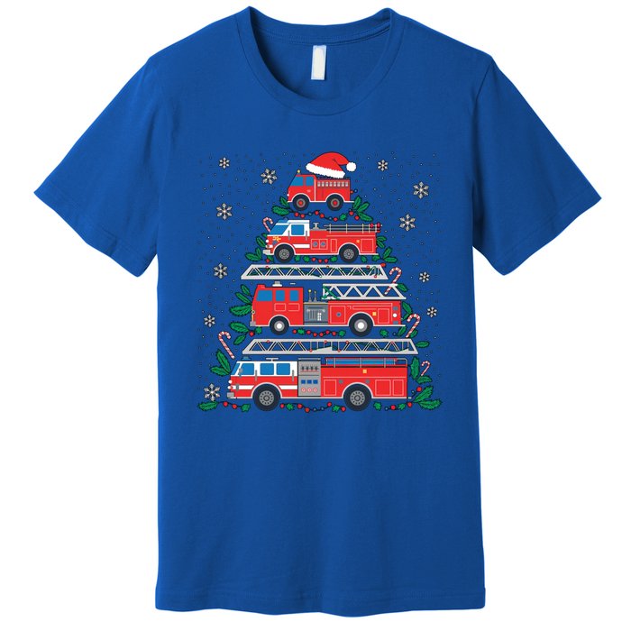 Firefighter Firetruck Santa Christmas Tree Lights Fire Gift Premium T-Shirt