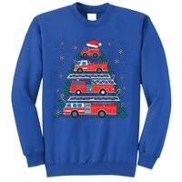 Firefighter Firetruck Santa Christmas Tree Lights Fire Gift Tall Sweatshirt