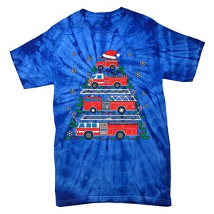 Firefighter Firetruck Santa Christmas Tree Lights Fire Gift Tie-Dye T-Shirt