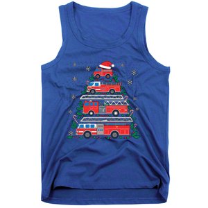 Firefighter Firetruck Santa Christmas Tree Lights Fire Gift Tank Top