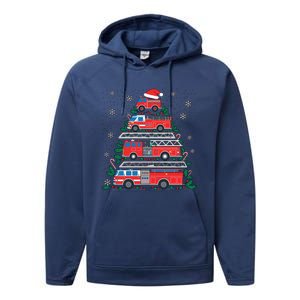 Firefighter Firetruck Santa Christmas Tree Lights Fire Gift Performance Fleece Hoodie