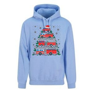 Firefighter Firetruck Santa Christmas Tree Lights Fire Gift Unisex Surf Hoodie