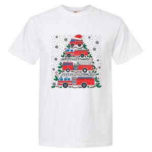 Firefighter Firetruck Santa Christmas Tree Lights Fire Gift Garment-Dyed Heavyweight T-Shirt