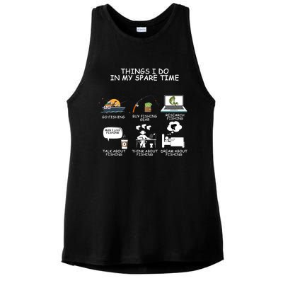 Funny Fishing Shirt Things I Do In My Spare Time Ladies PosiCharge Tri-Blend Wicking Tank