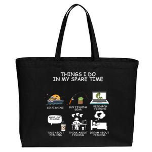 Funny Fishing Shirt Things I Do In My Spare Time Cotton Canvas Jumbo Tote