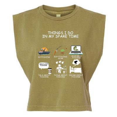 Funny Fishing Shirt Things I Do In My Spare Time Garment-Dyed Women's Muscle Tee